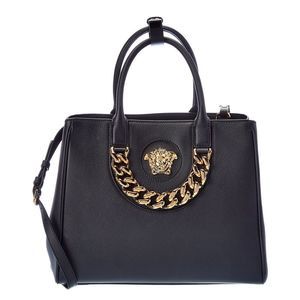 Versace Black Tote with Gold Accents